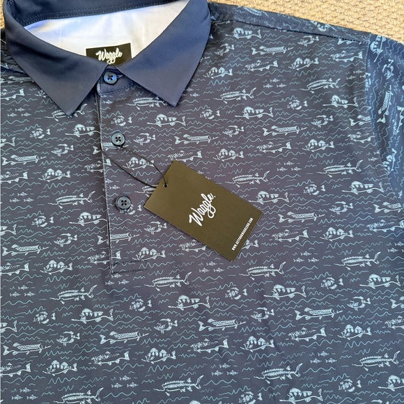 Waggle Men’s Fish Finder Stretch Performance Golf Polo Shirt Size XL NWT - Picture 2 of 7
